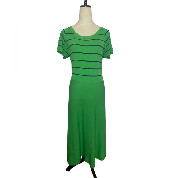 J. Peterman Dresses & Skirts - J. Peterman green and blue knit striped cotton midi dress